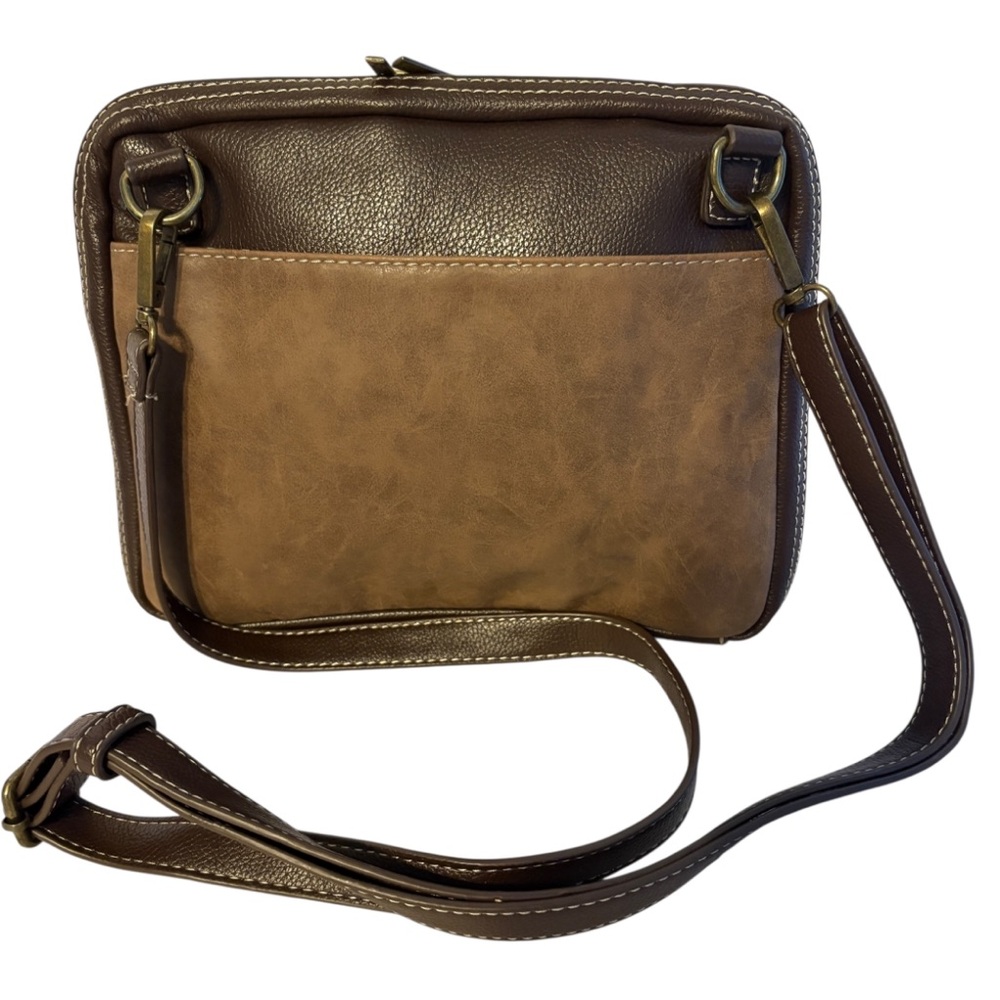 Chala Companion Organizer Brown Sunflower Vegan Leather Crossbody Bag - Picture 2 of 6